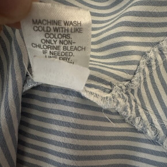 J.Jill Womens Blue White Stripe Roll Tab Sleeve Blouse Sz Large Coastal Preppy - Picture 12 of 12